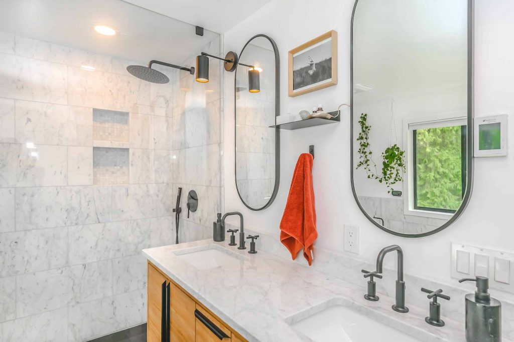 Bathroom with new quartz countertop