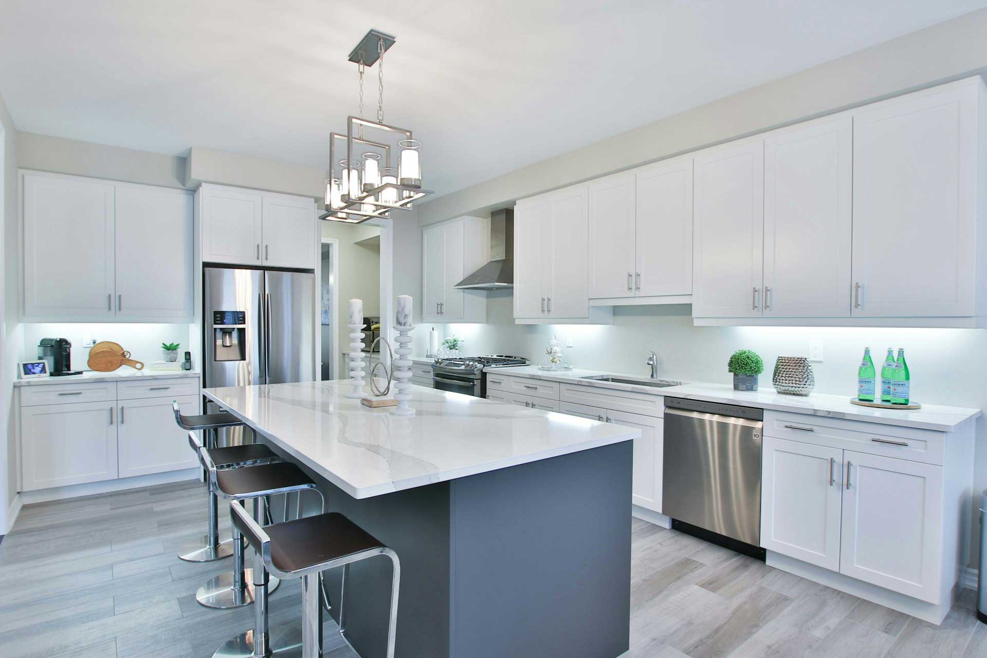 Kitchen with new granite countertops and shaker cabinets