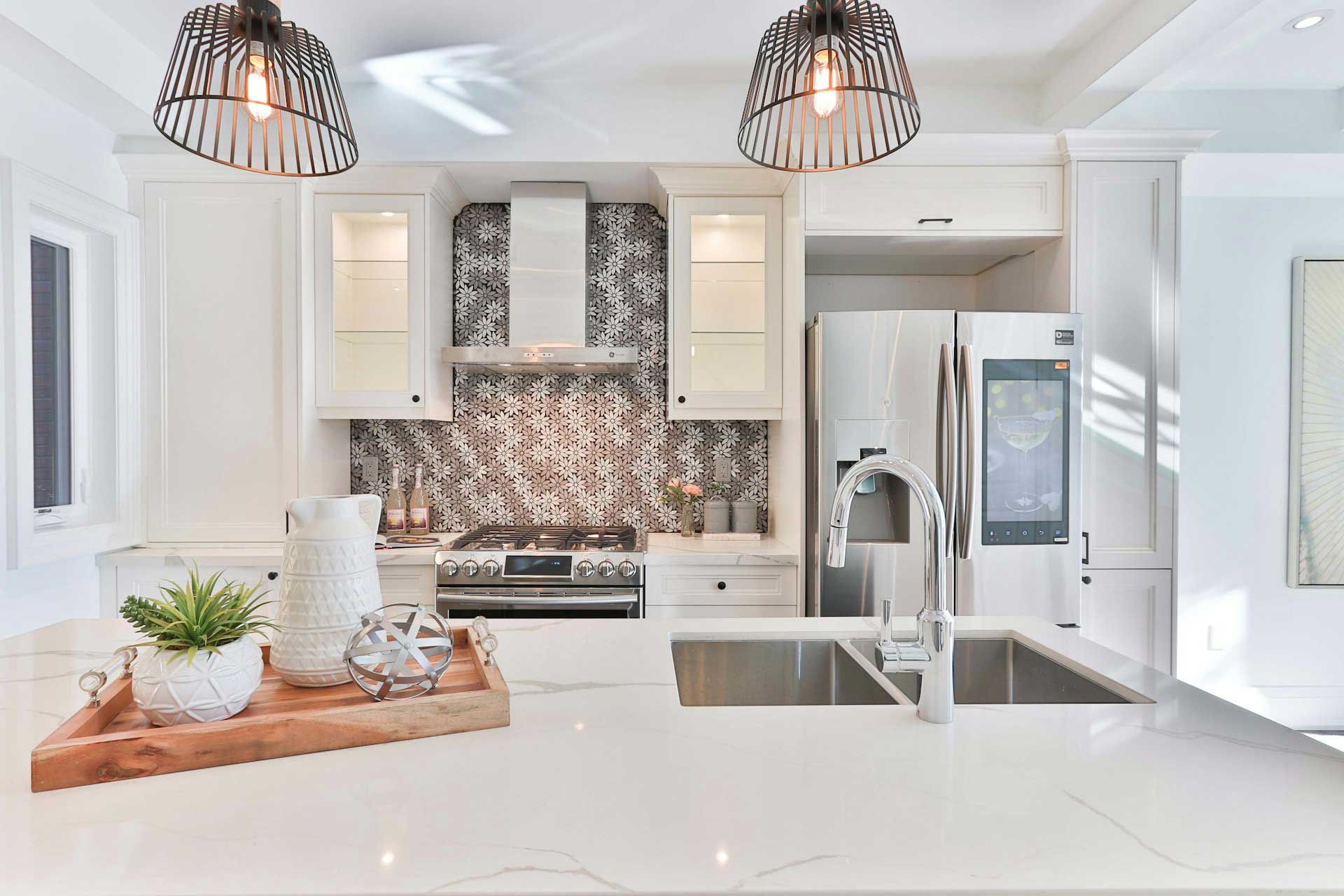 Kitchen with new granite countertops